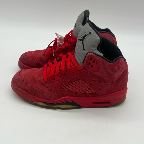 Nike Men’s Size 9.5 Air Jordan 5 Retro Red Suede Lace Up Sneaker 136027-602. - Picture 4 of 13